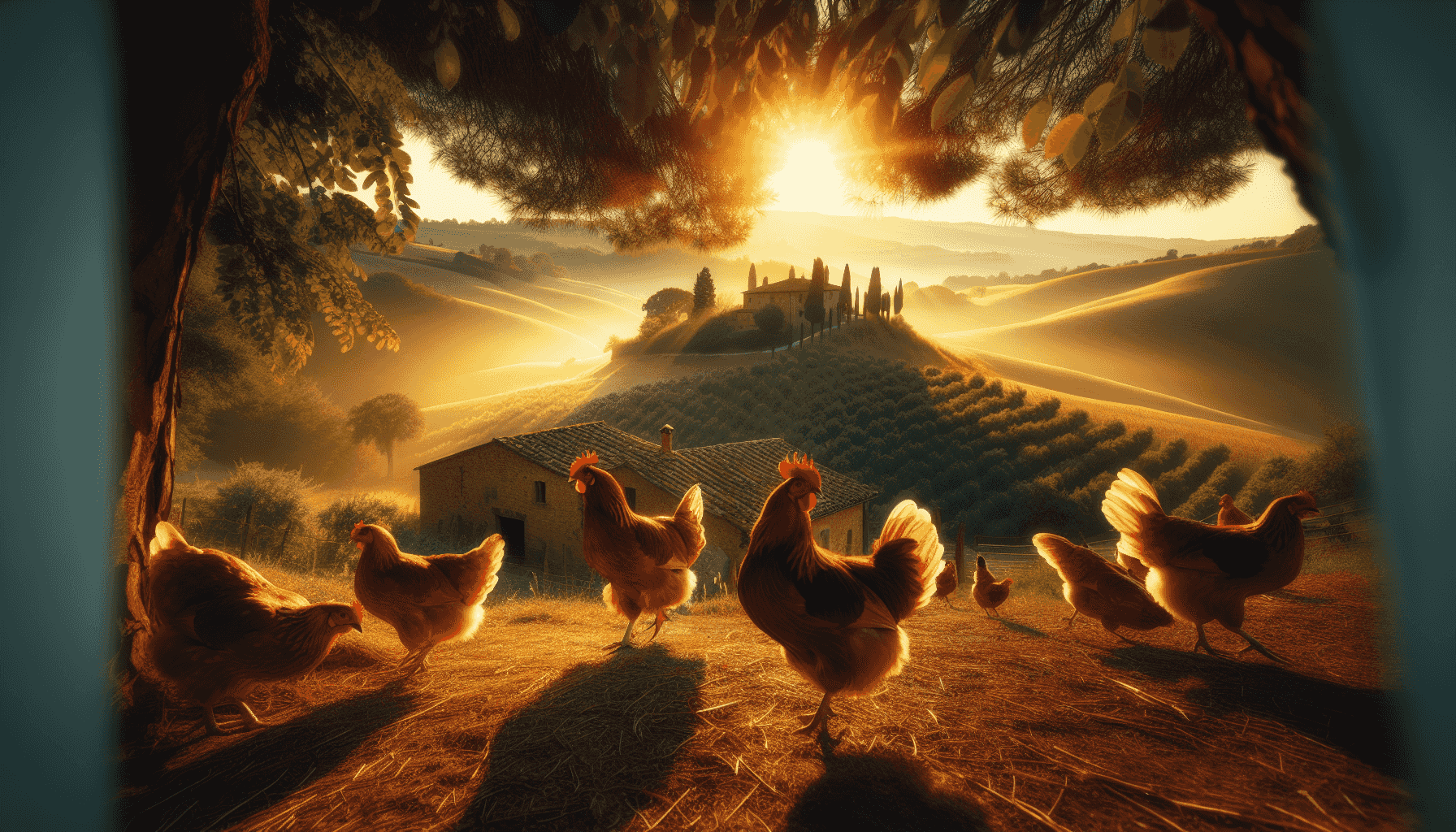 Galline ruspanti in campagna italiana